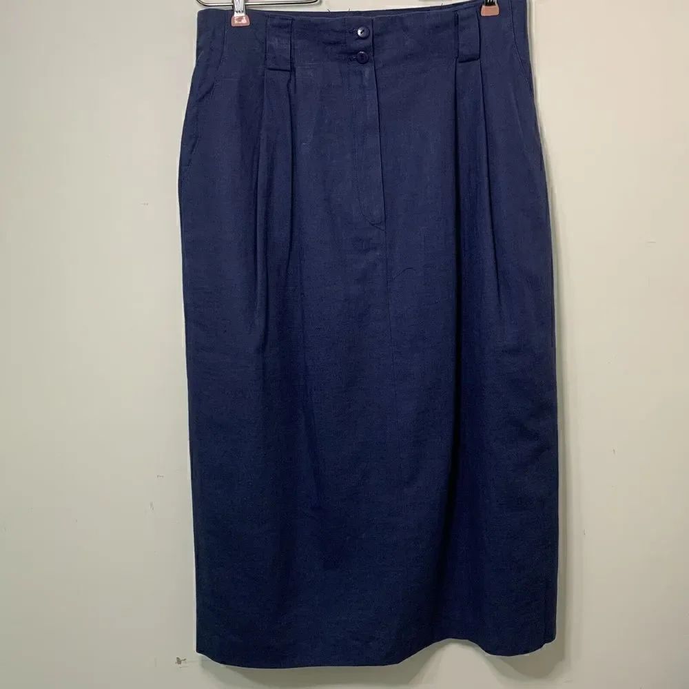 Vintage Spitalnick & Co Linen Pleated Front Lined Skirt Size 12